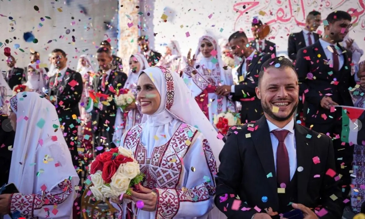 پیوند ۵۴ زوج غزه بیانیه‌ای فرهنگی علیه جنایات صهیونیست‌ها